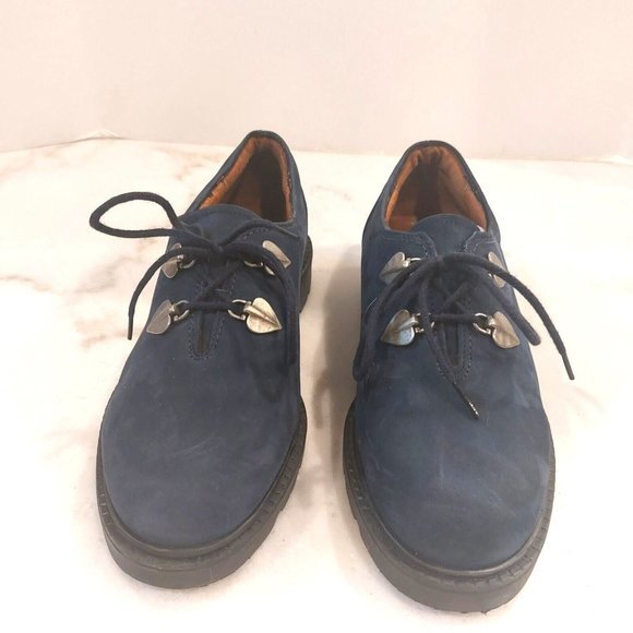 SANTANA Canada  Blue Suede Leather Nordic Style Oxfords Size 6.5 M - Picture 2 of 8